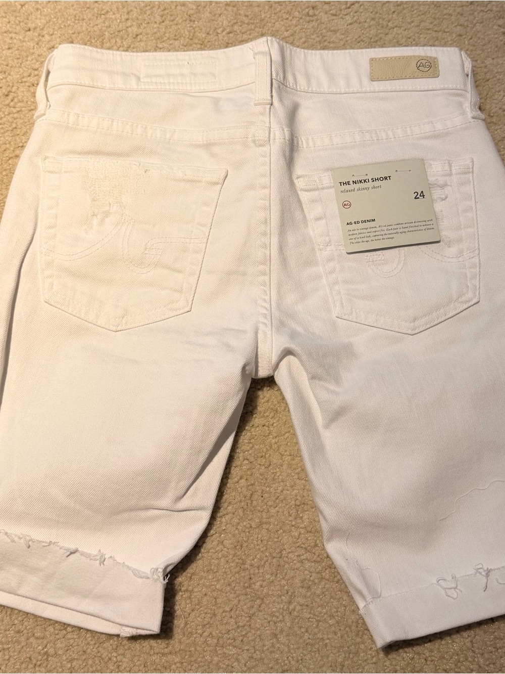 Ag Adriano Goldschmied The Nikki Short White Denim Shorts - 24 NWT